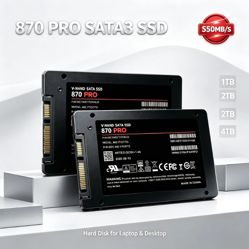 870 PRO 2.5 Inch Internal Solid State Drive 550MB/S SATA3 SSD 500GB 1TB 2TB 4TB Hard Disk Solid State Drive for Laptop Desktop