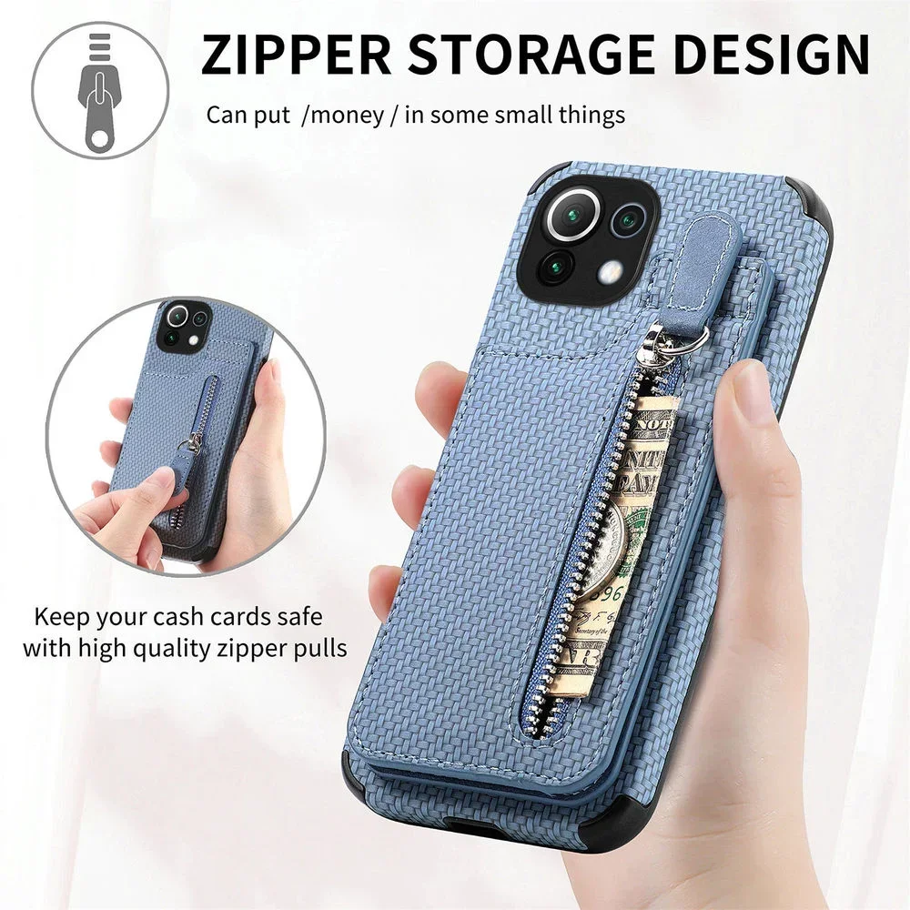 Zipper Wallet Case For Xiaomi 15T 13T 11T 13 Mi 11 Lite 5G NE 11i POCO F7 F5 F3 C65 X3 M6 X6 M7 X7 X8 Pro Max Magnet Case Cover view 6