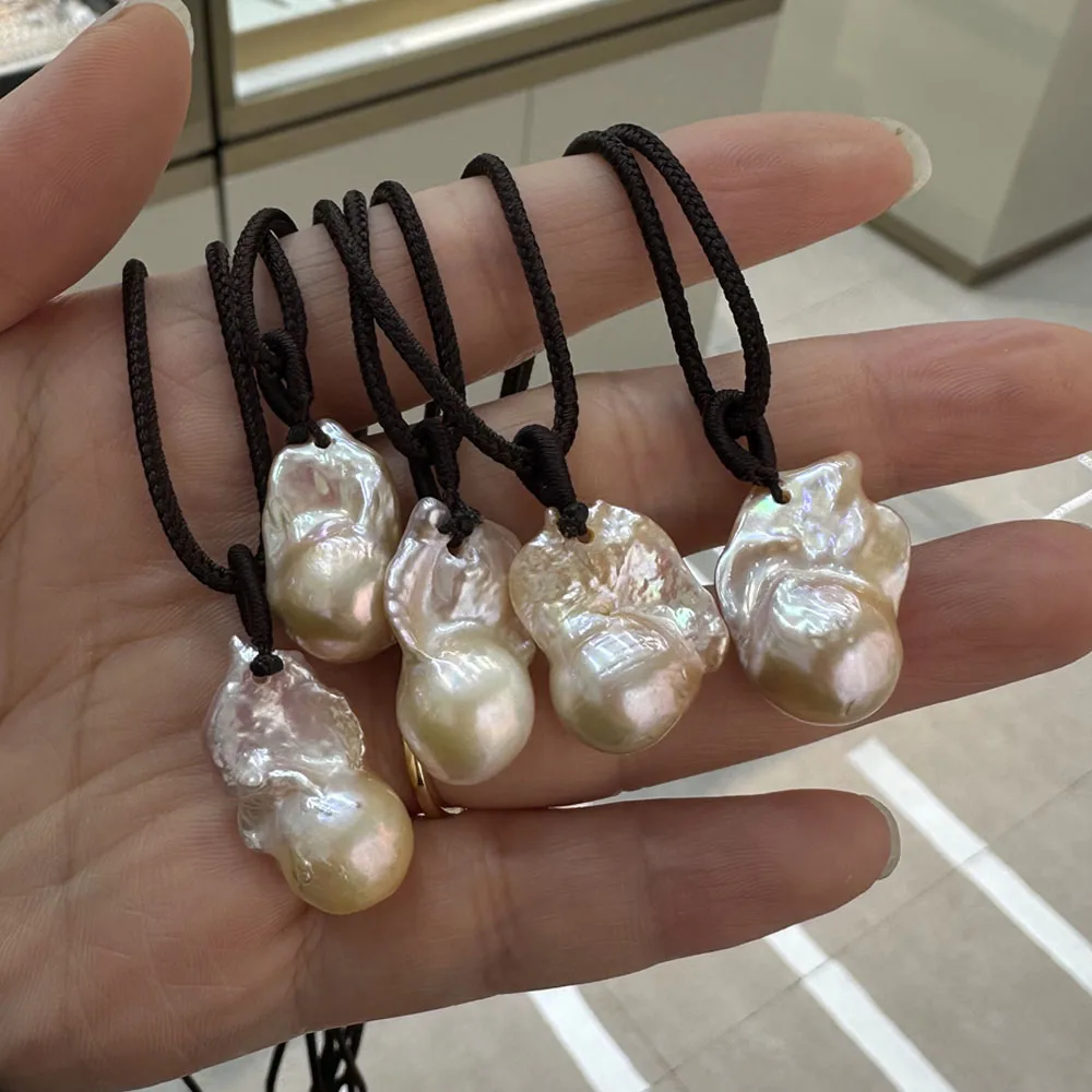 Fashion Jewelry Women 12-20mm Baroque Natural Pearl Tail Pearl Pendant 67cm Length Necklace for Women Wedding Gifts Wholesale