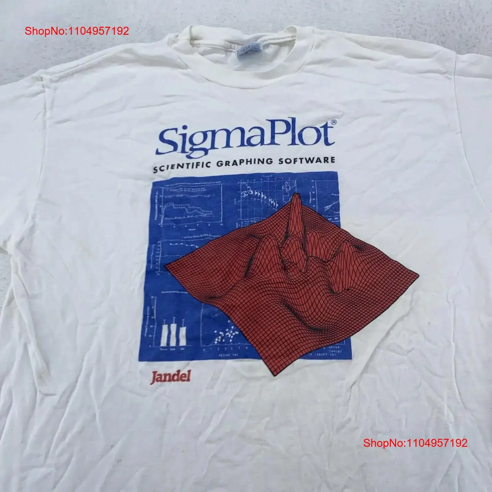 

Винтажная футболка SigmaPlot, мужская L XL, белая, с научной графикой, программное обеспечение Jandel Tech, винтажная, стираная, с мягким рисунком, унисекс