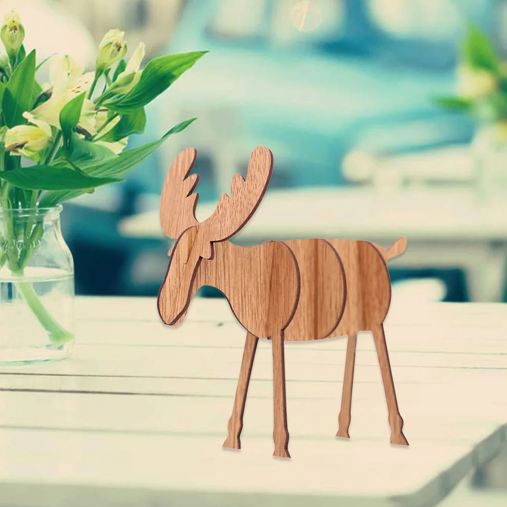 

Christmas Deer Elk Props Wooden Simulation Decoration for Christmas Xmas Living Room Bedroom Party Home Decor Small Size(Khaki)