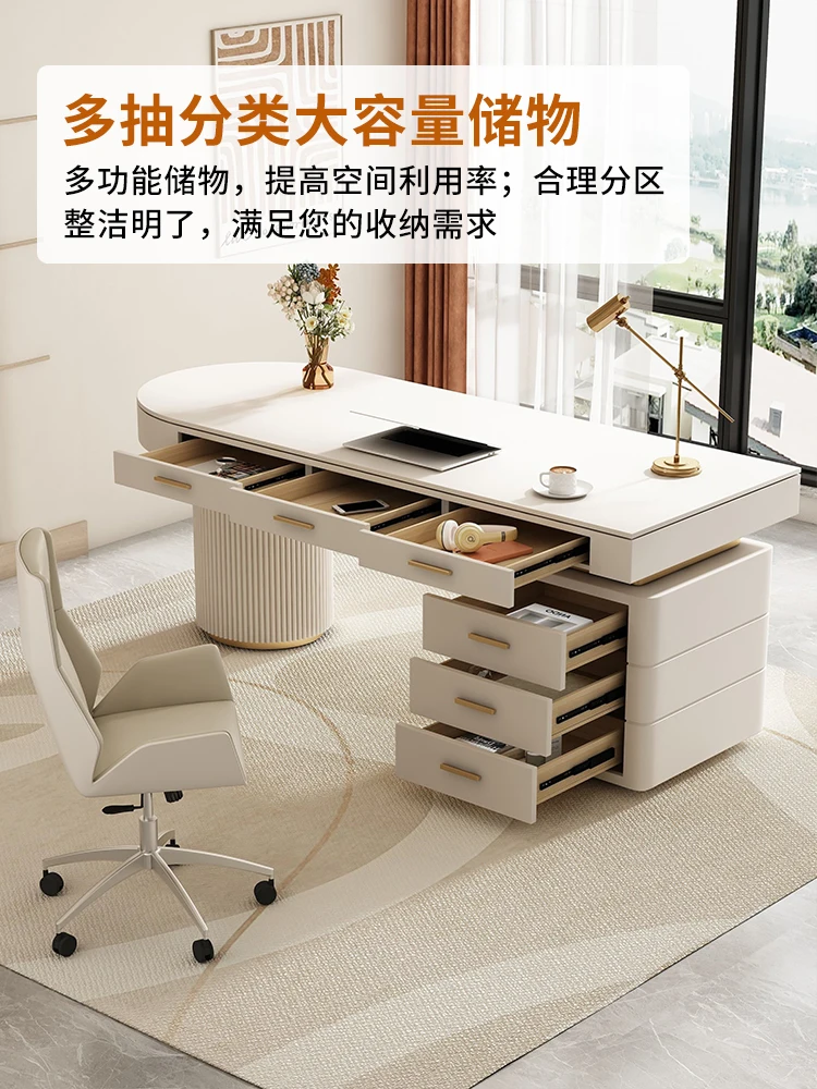 The product can be customized.Cream wind slate desk home computer desktop table simple modern boss desk light luxury