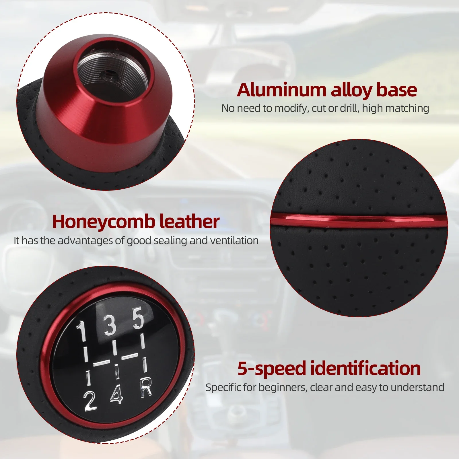 5 Speed Aluminium Universal Car Gear Shift Knob M8 M10 M11 M12 For Manual Transmission Automatic Gear level Knob Shift Lever