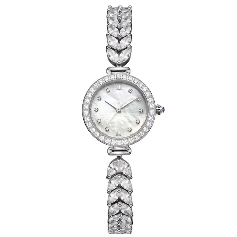 Relojes de pulsera de cuarzo con tachuelas de diamante para mujer, relojes de pulsera de oreja de trigo de lujo, moda