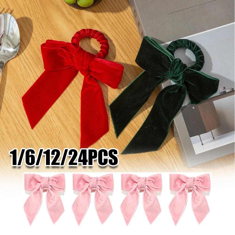 Christmas Dinner Velvet Bow Tie Napkin Rings Wedding Table Decor Elegant Napkin Clips for Special Occasions