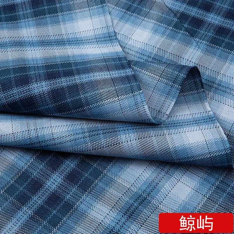 Plaid Fabric By The Meter for Jk Uniform Pleated Skirt Dress Clothes Sewing Diy Fabrics Grid Textile Polyester Cotton Blue Green