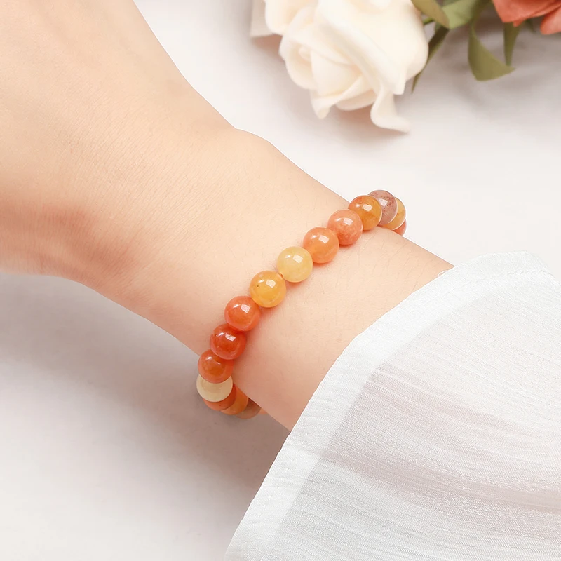 الحجر الطبيعي الأحمر افينتورين حبة سوار النساء الرجال سحر مطاطا سوار الريكي شفاء الطاقة أساور مأدبة مجوهرات هدية