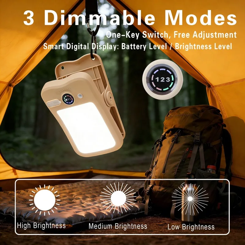 luz-de-acampamento-com-clipe-alimentada-por-energia-solar-com-display-digital-inteligente-3-niveis-de-brilho-ajustaveis-60-leds-de-alta-luminosidade-multiuso