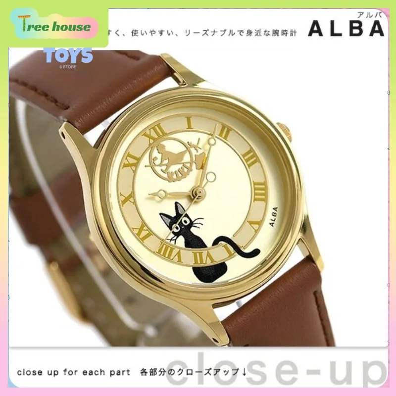 

Japanese Classic Anime "Kiki's Delivery Service" Hayao Miyazaki Collaboration Merchandise Watch, Totoro Leather Strap Round Dial