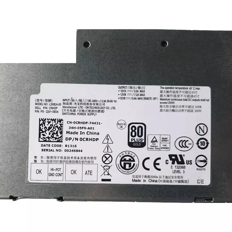 Imagem -03 - Fonte de Alimentação para Dell Optiplex Aio Psu 200w 0crhdp 0ryk84 D200ea00 L200ea-00 L200ea-01 Ps2201-09da 9010 9020 2330