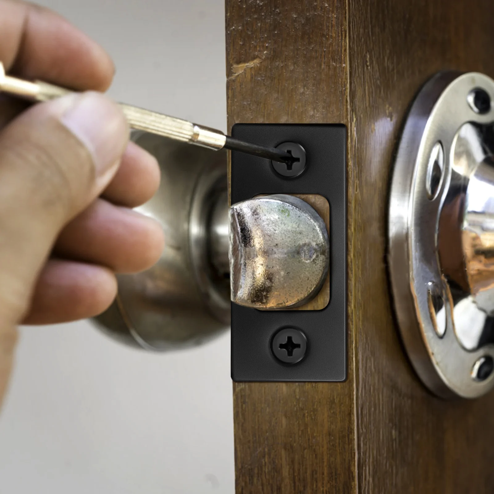 

1 Set Stainless Steel Security Reinforcement For Deadbolt Locks Durable Replacement Hardware Knob Plate Door Frame