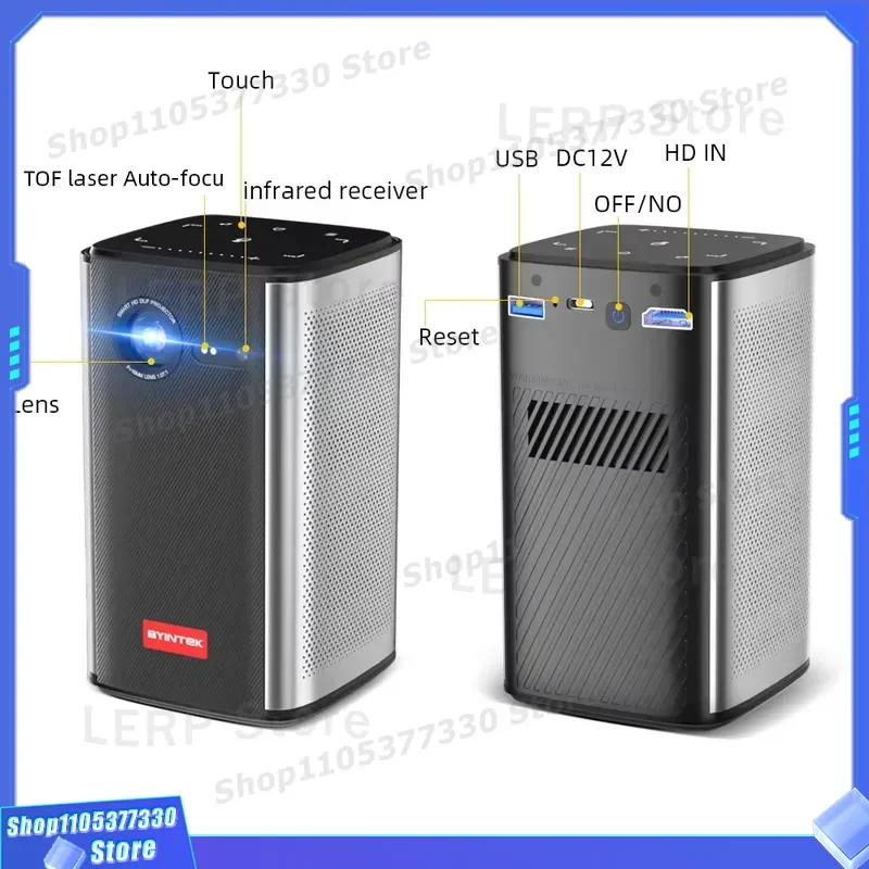New Release BYINTEK P70 3D 4K Portable Pico Projector Touch Screen Smart Android DLP Beamer Auto Focus Home School Projector