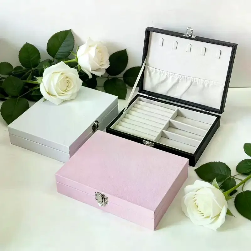 

Portable High-End Jewelry Storage Box Dustproof Ring Earring Necklace Accessory Jewelry Box Luxury PU Leather Organize Case