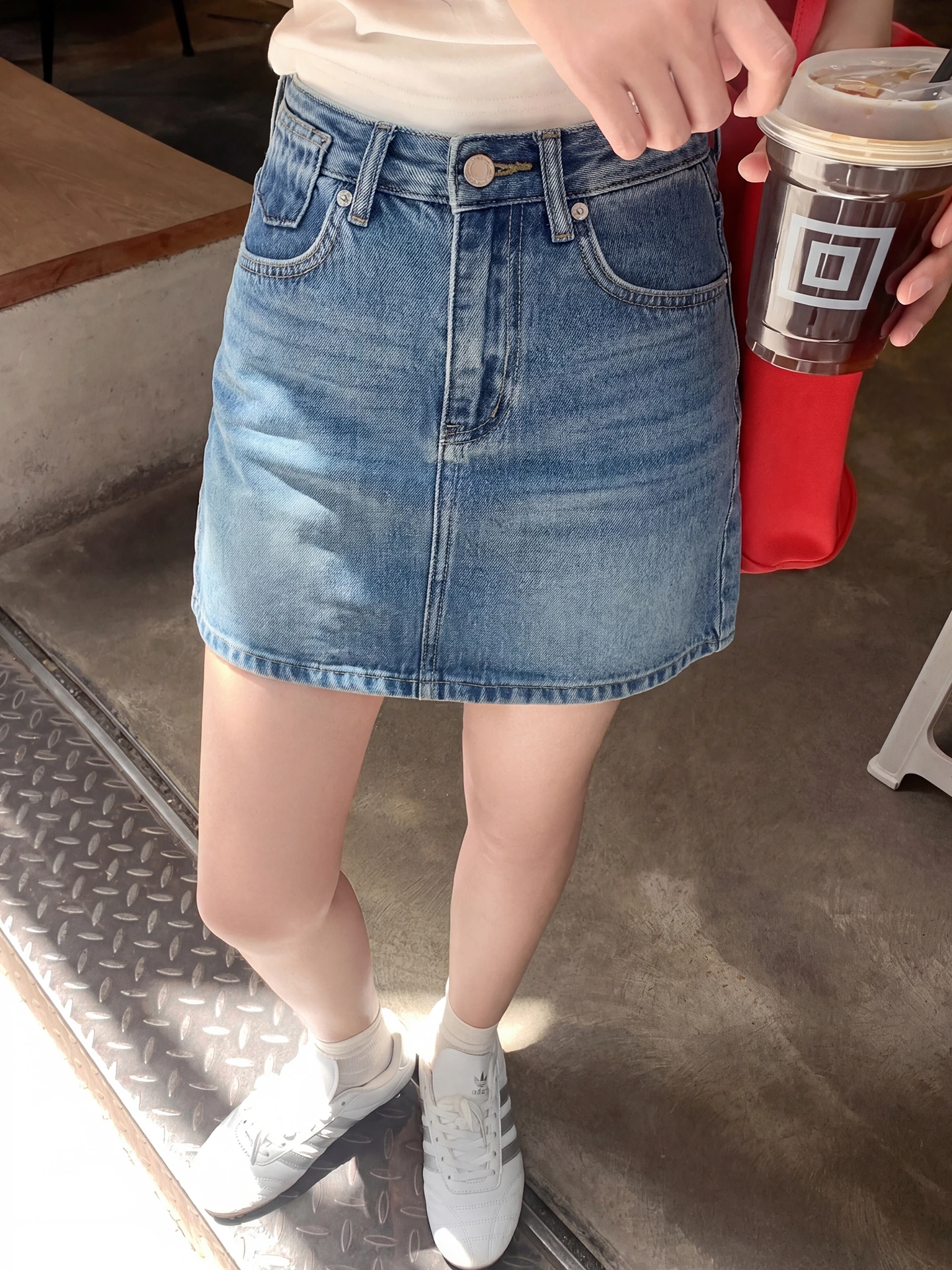 

High Waist A-Line Skirt Blue Denim Women's Summer New Style Slim Fit Skirt Korean Style Half-length Skirt by Zeng Xiaoxian