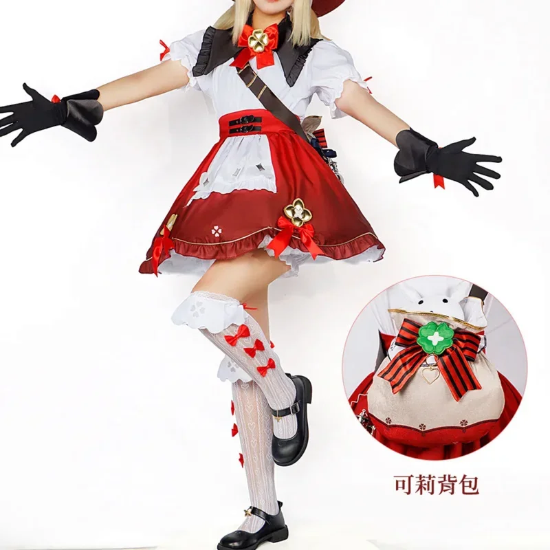 Cosl120 Klee Косплей Костюм Klee Ведьма Новая кожа Цветение звездного света Платье Шляпа Парик Рюкзак Женщины Дети Одежда на Хэллоуин