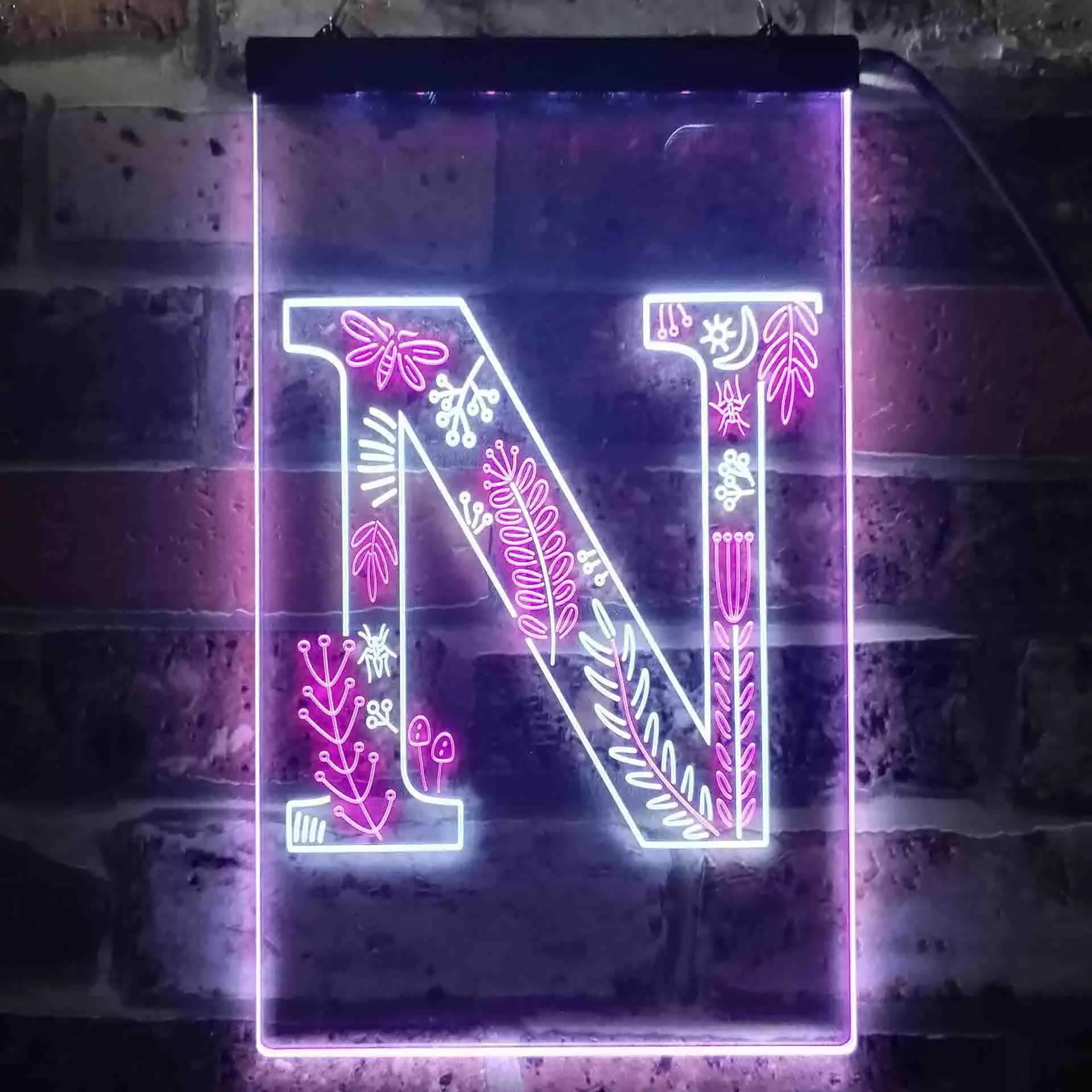 

Letter N Initial Monogram Family Name Dual Color Led Neon Sign st6-i3451