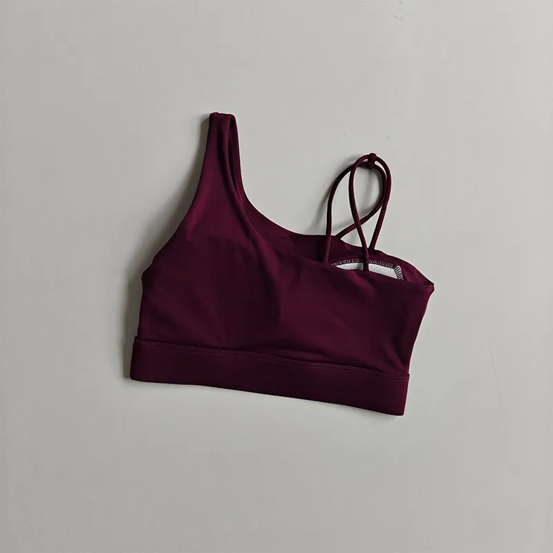 Hochintensiver stoßfester Sport-BH für Frauen, Push-Up, geeignet für Laufen, Yoga, Training, Pilates, mit schrägen Schulterträgern. – Detail 7