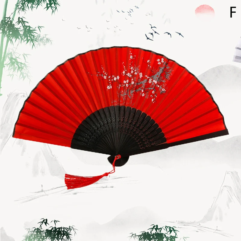 Hand Fan Foldable Silk Fan Noodles Bamboo Fan Bones Halloween Cosplay Prop Christmas Wedding Decoration Party Gifts Art Crafts