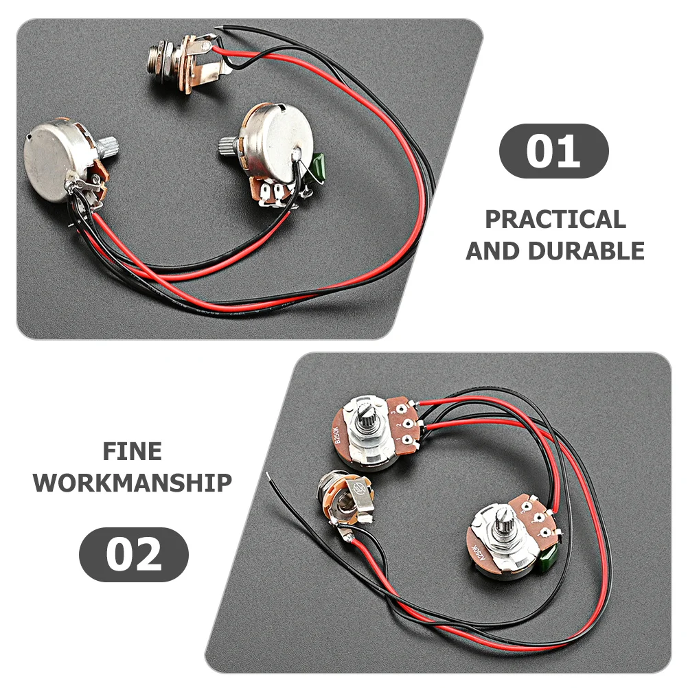 

1Set Bass Wiring Harness Durable 250k Pots Guitar Bass Replacement Kit Practical Electric Guitar Parts Supplies