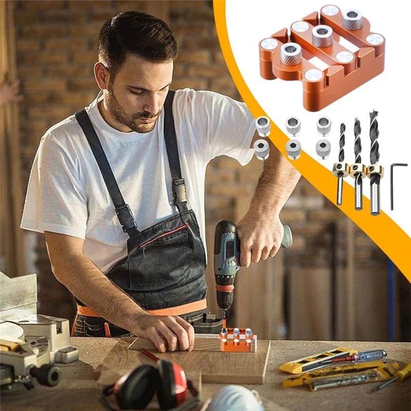 

ABBP-Professional Wood Dowel Hole Drilling Guide - Accurate Punch Locator For Carpenters And Woodwork Enthusiasts