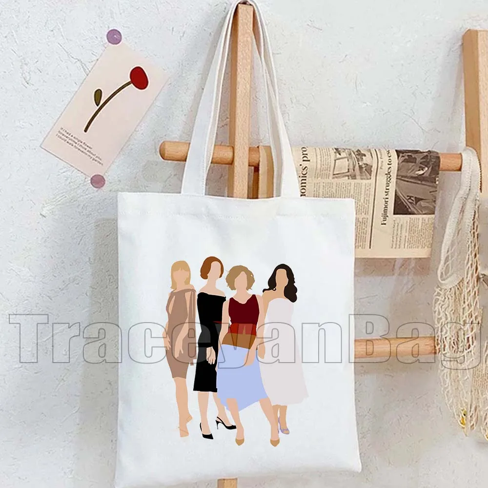 Sex and the City TV Show New York And Just Like That Carrie Friends Pretty Girly Gifts Canvas Shoulder Handbag Tote Shopping Bag
