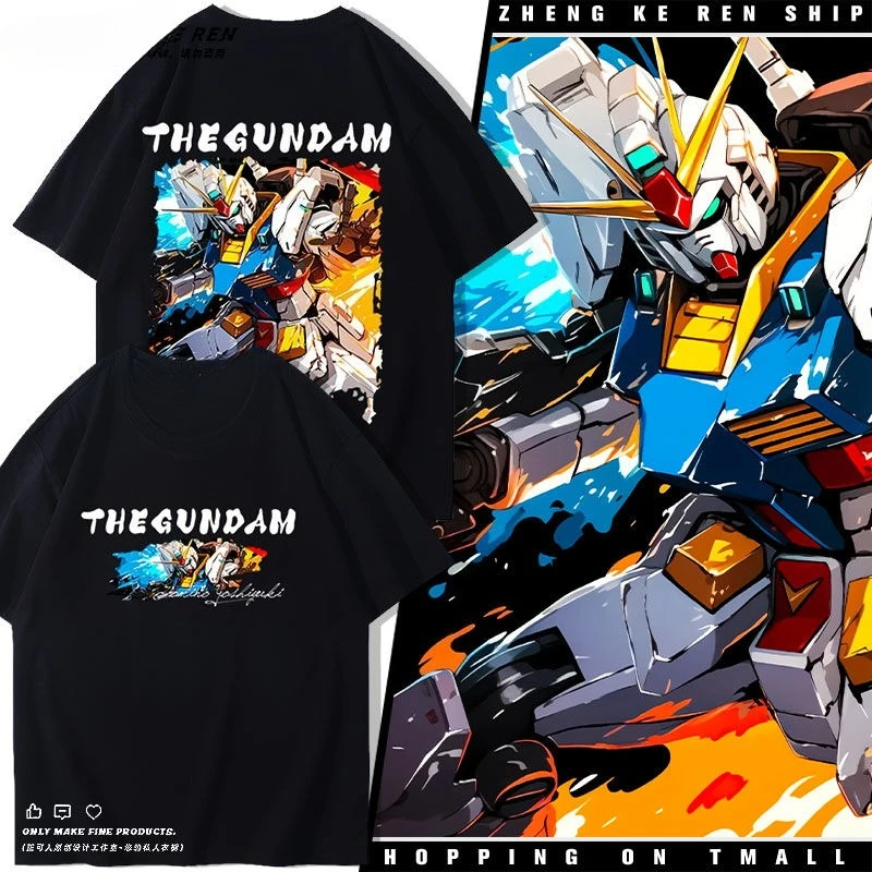 ชุดสูทมือถือลายกันดั้มบรรพบุรุษคลาสสิกกันดั้มมิติที่สองฤดูร้อนความรู้สึกขั้นสูง Ruffian Shuai แขนสั้น