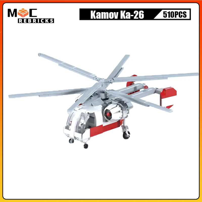 Medevac Passenger Aircraft Kamov Ka-26 Light Utility Helicopter MOC Building Blocks Assembly Airplane Model Kids Bricks Toy Gift