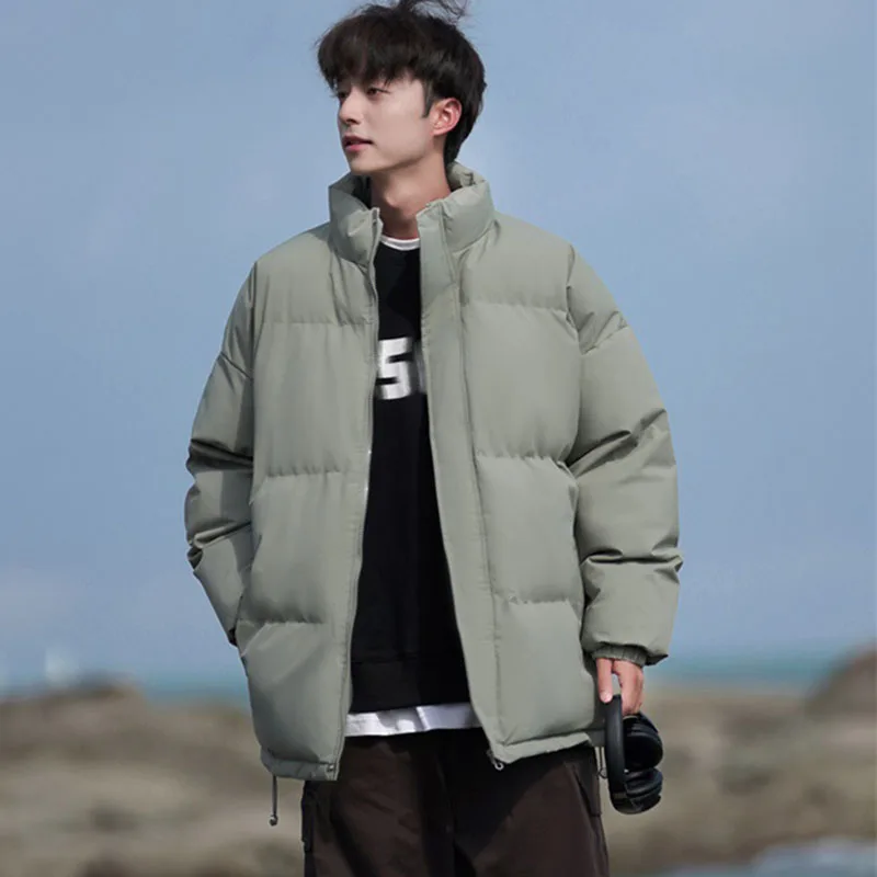 Men's Thicken Winter Jacket Outdoor Cold Protection Warm Zipper Stand Collar Parkas Harajuku Casual Loose Cotton Padded Coat