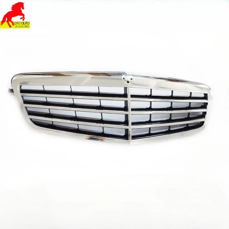 Front Bumper Grille Silver Grill for Mercedes Benz E Class W212  E200L Old Style Three Horizontal Model Styling Car Accessories