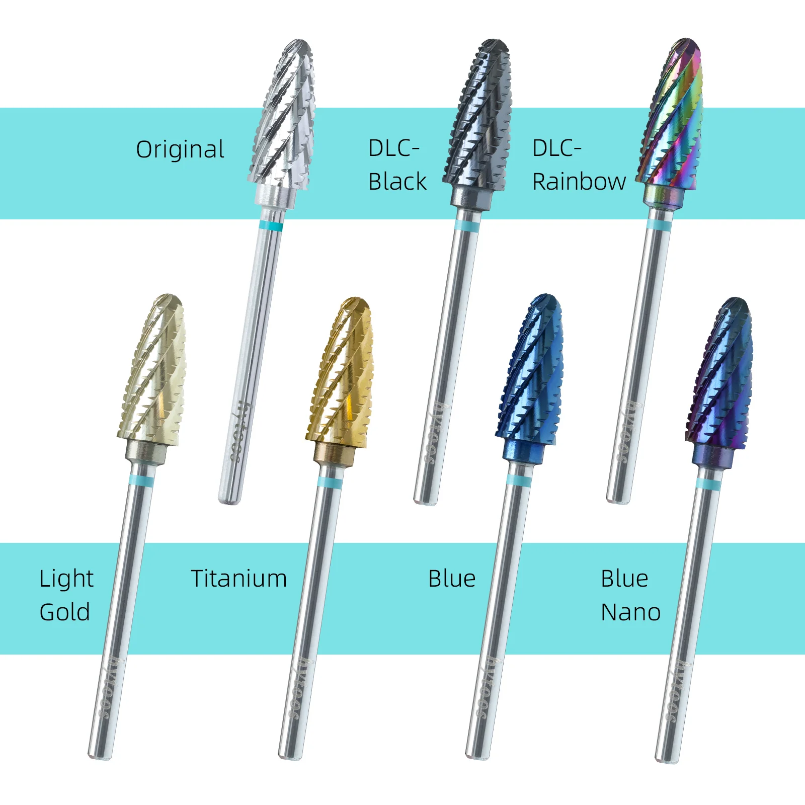 HYTOOS Tornado Punte da trapano per unghie acriliche Pro Punta per unghie in metallo duro Strumento per la rimozione del gel spesso Punte elettriche Accessori per manicure