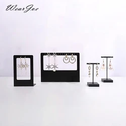 Durable Black Metal T Earrings Jewelry Display Stand Dangle Holder Ear Stud Storage Shelf Long Earring Showcase Rack Organizer