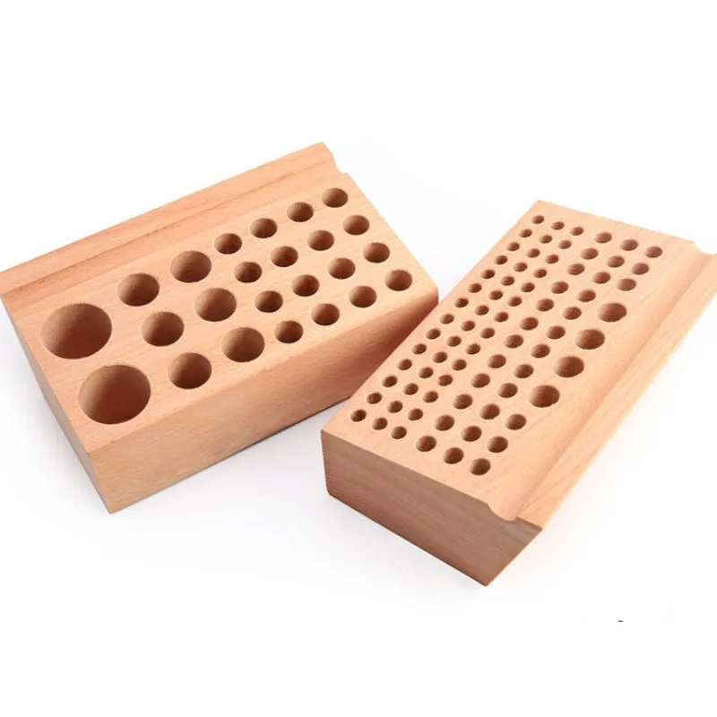 24/76 Holes Beech Wooden Leather Craft Rack Stand DIY Carving Punching Tools Holder Organizer Storing Leather Tool Storage Box