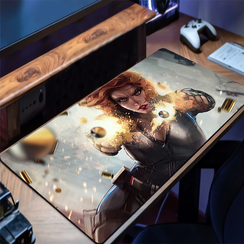 

Desk Mat M-marvel Black W-widow Desk Accessories Laptop Gamer Mausepad Mouse Pad Mousepad Office Table Mouse Mats Keyboard Pad