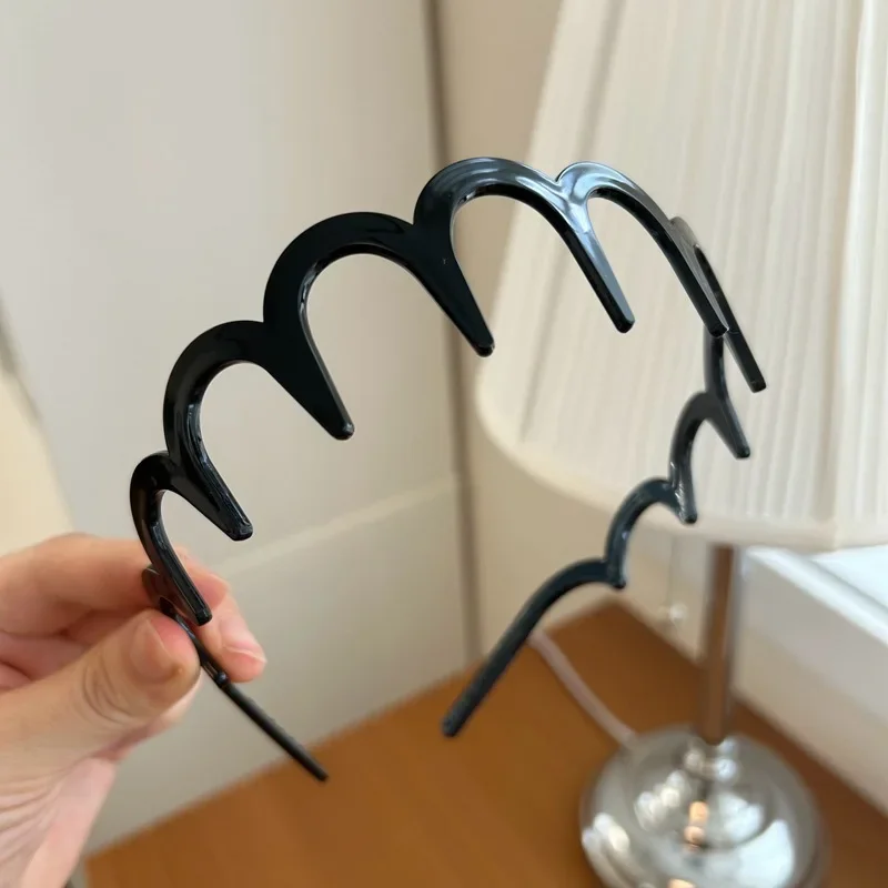 Peine para el cabello coreano para mujer, diadema antideslizante de plástico en forma de U, aros para el cabello, dientes fijos, bandas para el cabello superiores esponjosas, accesorios para el cabello
