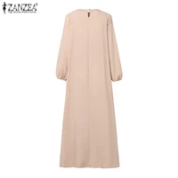 Robe longue plissée superposée ZANZEA, style musulman, avec patchwork, manches lanternes élégantes, Abaya islamique, Hijab plissé pour femme 3