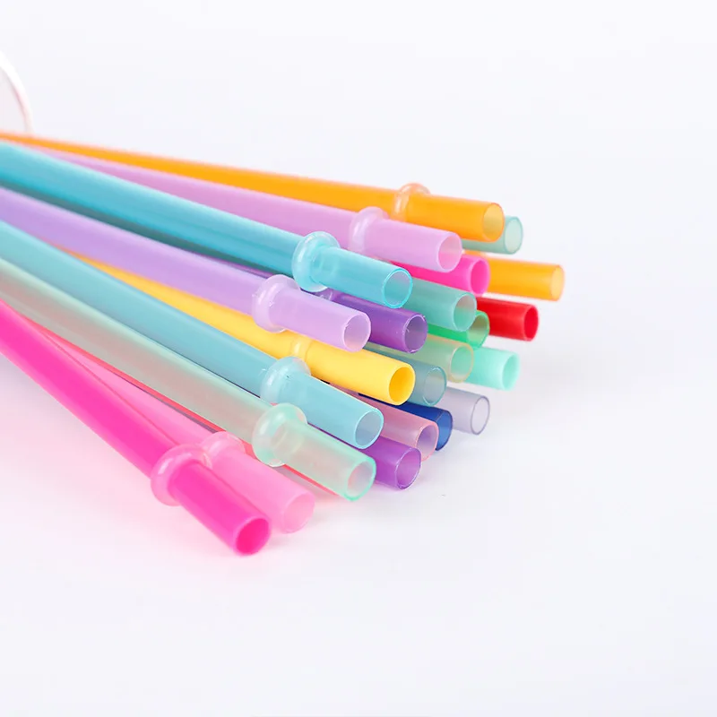 20pcs 23cm Long Hard Plastic PP Straws Reusable Drinking Straw with Ring for Tumblers with Cleaning Brush Individual Package