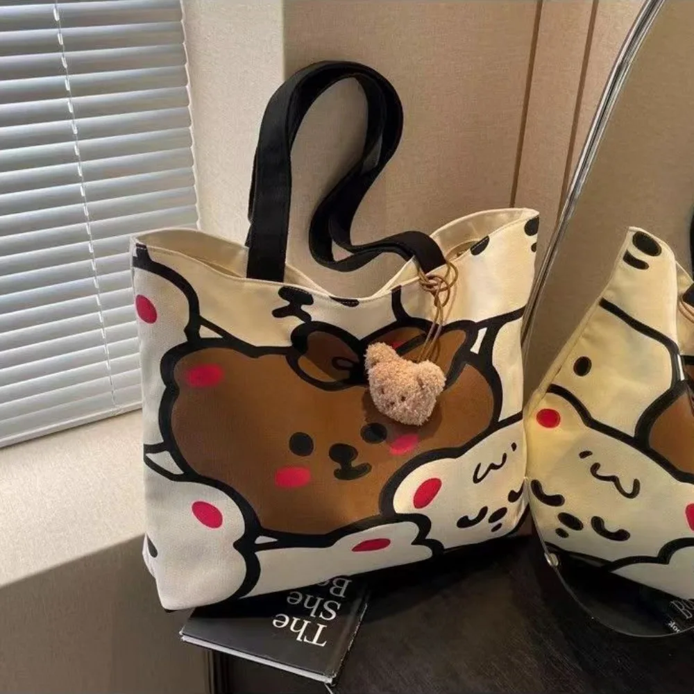2024 Large Capacity Canvas Bag Trendy Casual Shoulder Bag Reusable Portable Handbag Party image 3