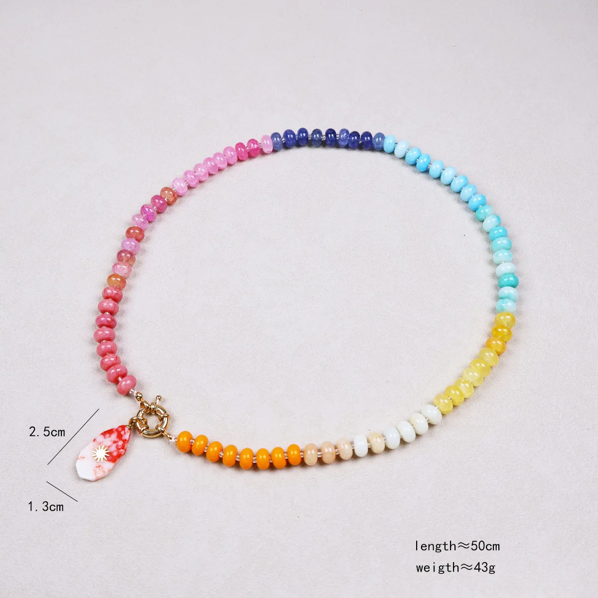 Handgemaakte veelkleurige rijstkraal natuursteen sleutelbeen ketting onregelmatige geometrische hanger choker verjaardagscadeau zomer sieraden