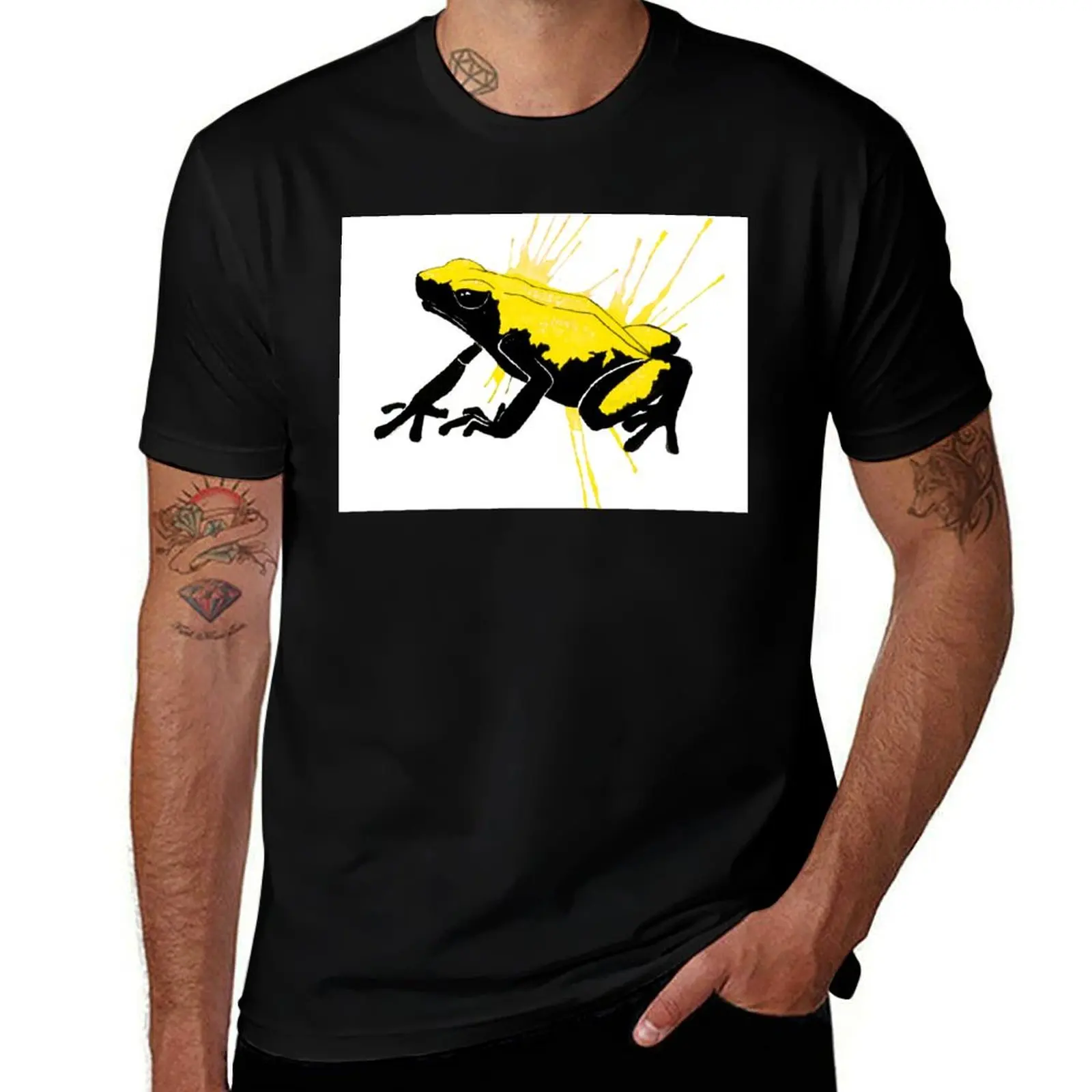 

A. Galactonotus Yellow Splash-Backed Dart Frog T-Shirt Casual Breathable Short Sleeve Top