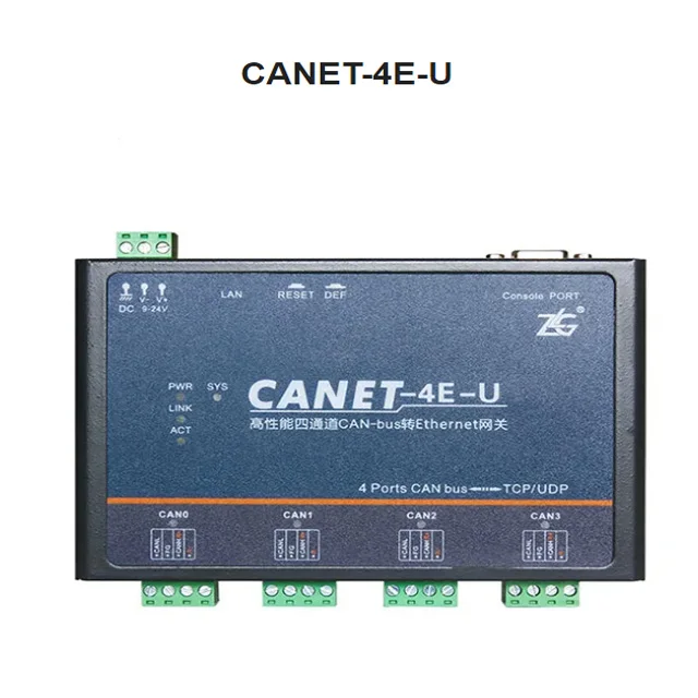 ZLG CAN bus to Ethernet Industrial Grade High Performance Ethernet to CAN Converter CAN-bus Analyzer CANET-4E-U