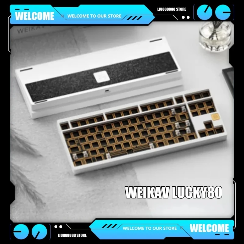 

Weikav Lucky80 клавиатура из алюминиевого сплава, игровая беспроводная механическая клавиатура для киберспорта, комплект, трехрежимная настройка, аксессуары для ПК