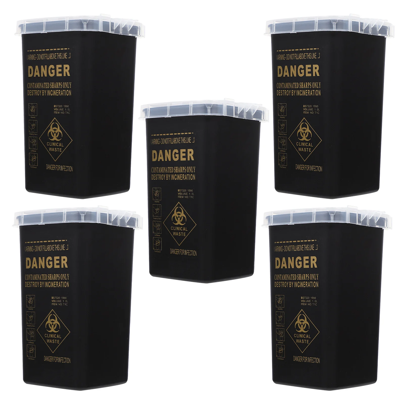 

5 шт., коллектор для удаления отходов с острыми отходами, прочный контейнер с защитой от разливов, безопасный контейнер с высокой видимостью для студии и