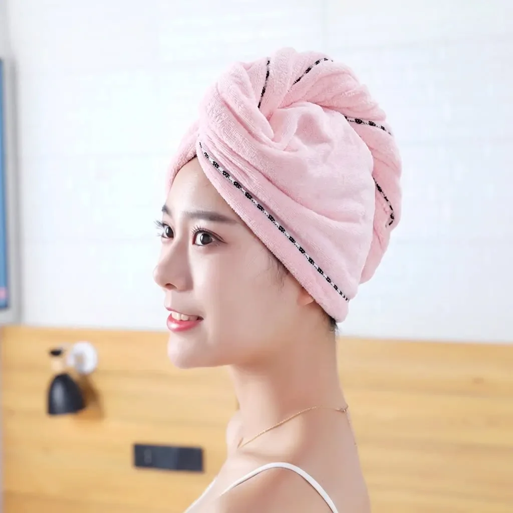 Microfiber Hair Towel Wrap Towel Twist Turban Super Absorbent Fast Dry Hair Caps Fasten Salon Dry Hair Hat with Buttons