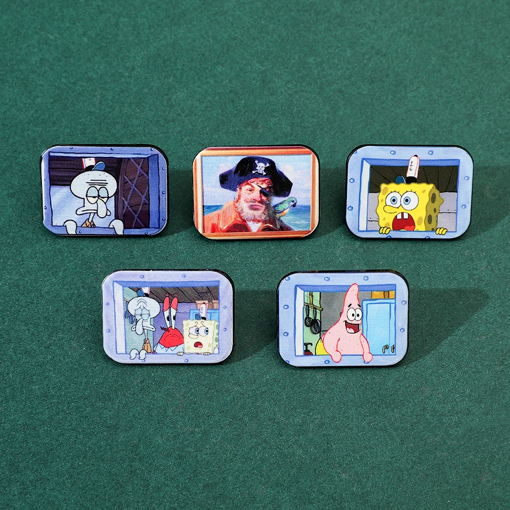 

Anime Enamel Pin - SpongeBob SquarePants Captain Patrick Star Funny Brooch Metal Badge for Backpack Clothing Jewelry Decoration