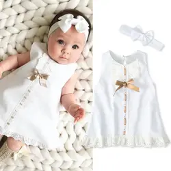 0-24M Summer Newborn Infant Baby Girl White Princess Lace Sleeveless Romper Dress Clothes Outfit Fashion Set