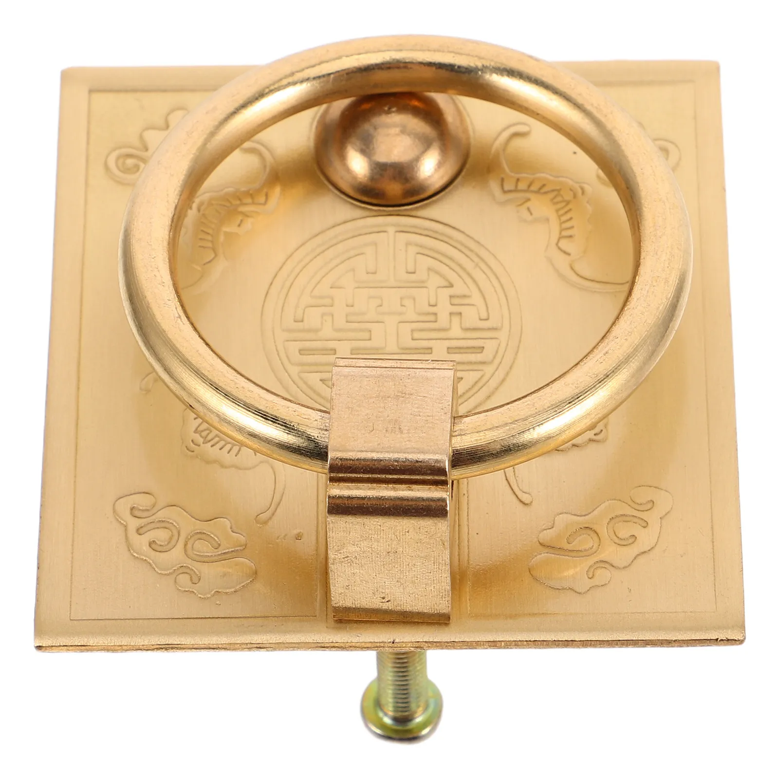 

Brass Door Pull Handle Thickened Drop Ring Dresser Handle Vintage Cabinet Drawer Pull Chinese Style Cloud Pattern