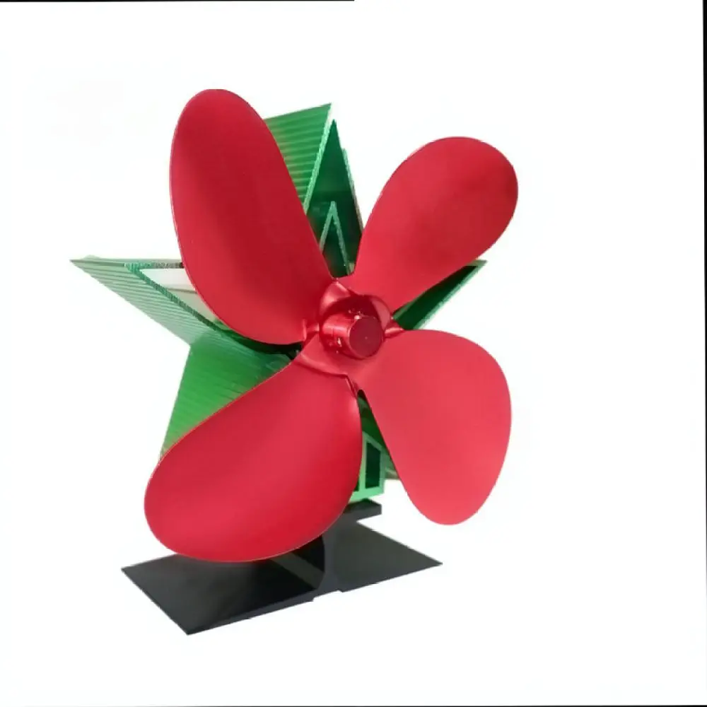 Energy Saving 5 Blade Heat Powered Fireplace Fan Aluminum Alloy Stove Blower For Efficient Home Warming Ventilation