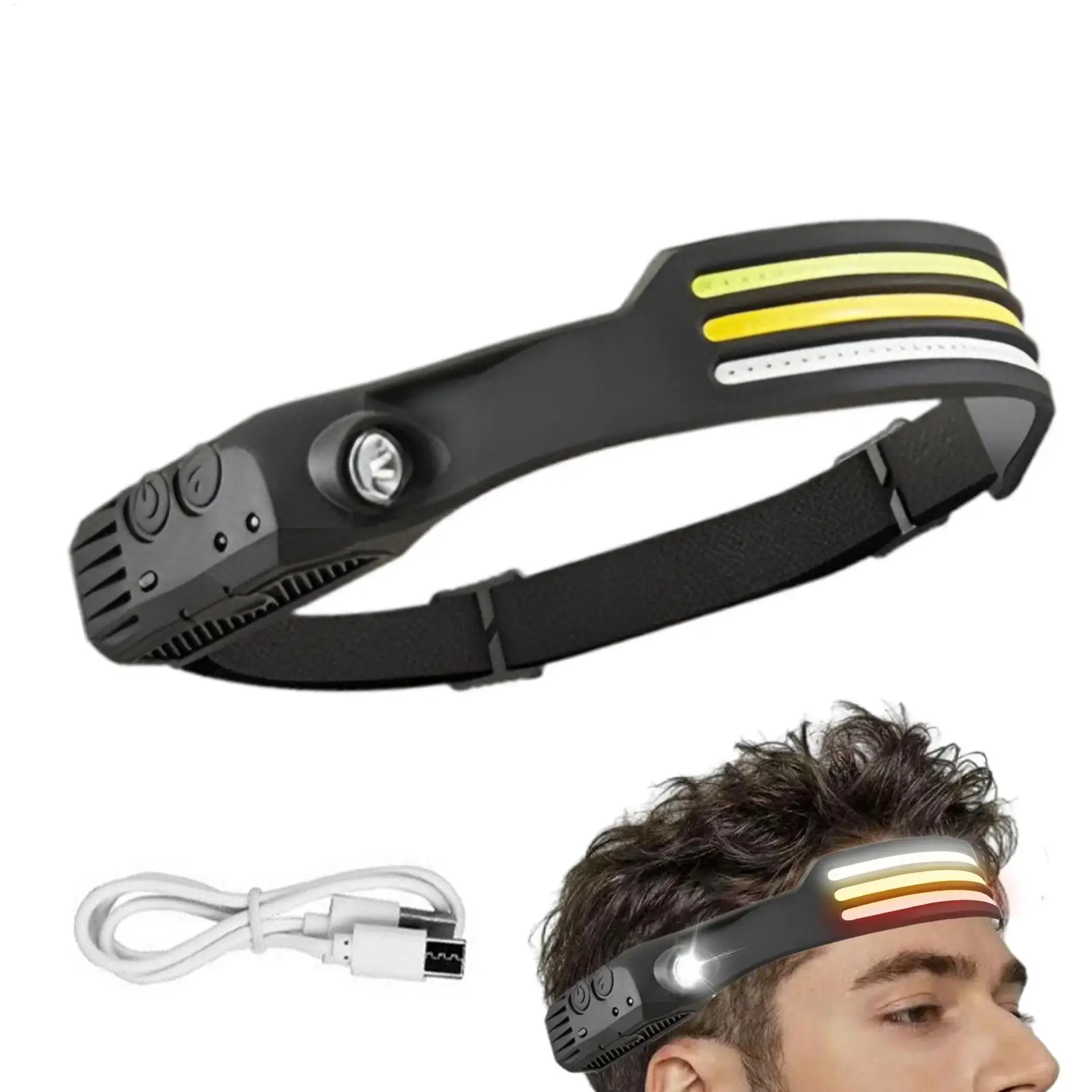 

LED Head Flashlight Waterproof Headlamp Head Mounted Lighting Outdoor Camping Fishing Sensor Headlight For Fishing Camping