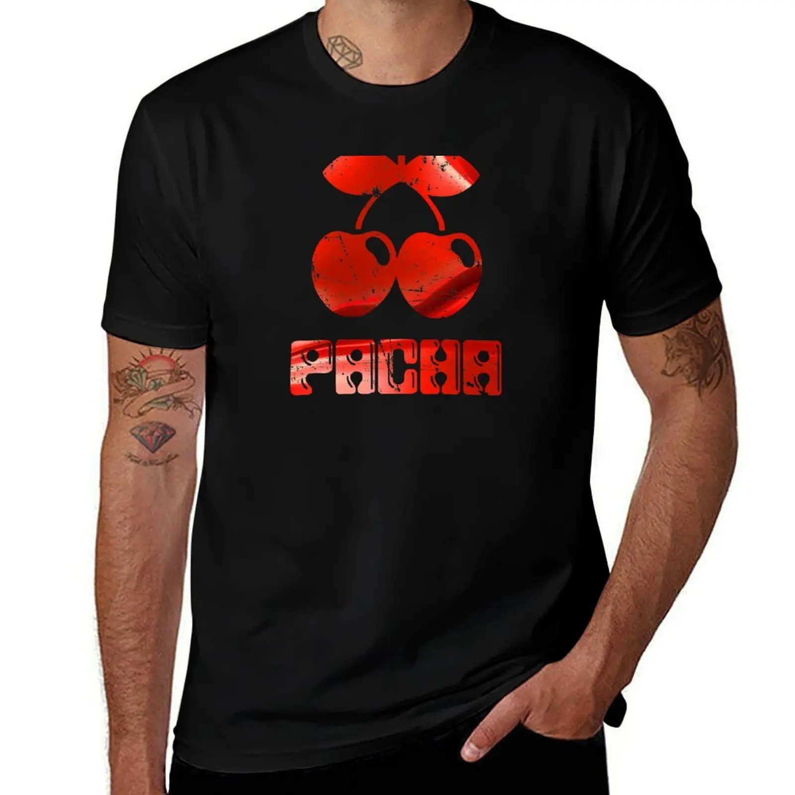 Pacha Club IBIZA: MODEL Red vintage Club legend by La French Touch T-Shirt Basic Simple Casual Short Sleeve Tee