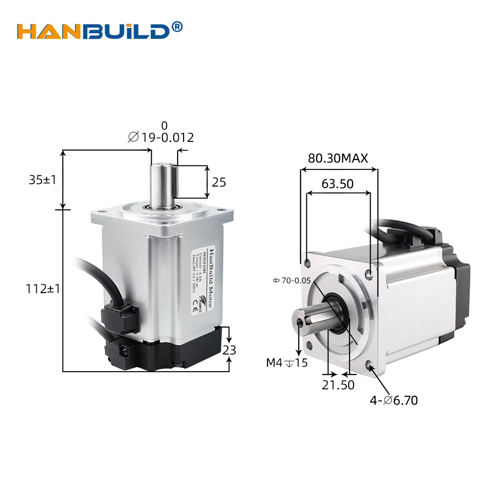 1000W ac Servo Motor 5.4A 3.3N.m 80SS100 0.6N.M/A CNC Laser Medical Machinery 3000rpm-6000rmp 220V 0.1kw